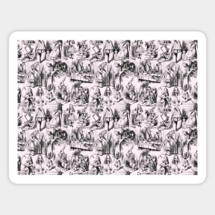 Alice in Wonderland | Toile de Jouy Pattern | Black and Pink | Magnet